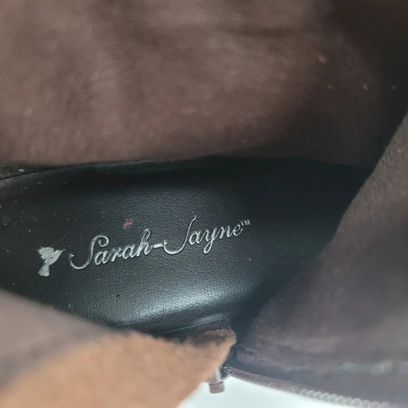 Sarah Jayne Canyon Brown Leather Round Toe Side Zip Knee High Boots Women’s 7.5M - Picture 7 of 11